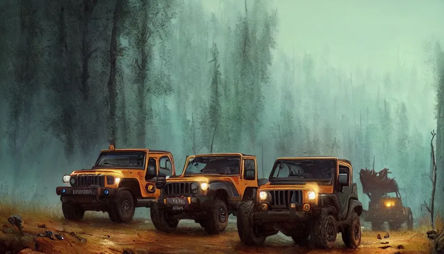 Image similar to Mahindra thar, tribe members watching nearby, an epic fantasy, dramatic lighting, cinematic, establishing shot, extremely high detail, photorealistic, cinematic lighting, artstation, by simon stalenhag, christopher nolan, horizon forbidden west