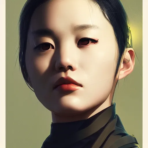 Image similar to Lee Jin-Eun by Vincent Di Fate, rule of thirds, seductive look, beautiful, octane render, masterpiece