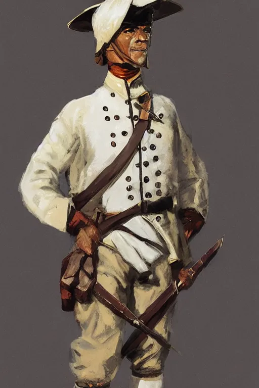 Prompt: Anthro llama colonial era soldier by Craig Mullins and Carl Brenders