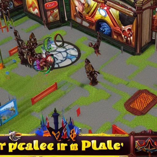 Prompt: gameplay screenshot of a mcdonald's playplace in elden ring