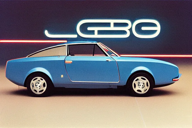 Prompt: designed by Giorgetto Giugiaro stylized poser of a single 1972 Citroen, neon lights, ektachrome photograph, volumetric lighting, f8 aperture, cinematic Eastman 5384 film