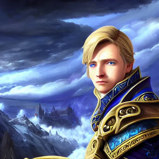 Prompt: anduin wrynn on the stormwind throne, artstation hall of fame gallery, editors choice, #1 digital painting of all time, most beautiful image ever created, emotionally evocative, greatest art ever made, lifetime achievement magnum opus masterpiece, the most amazing breathtaking image with the deepest message ever painted, a thing of beauty beyond imagination or words