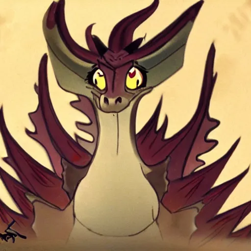 Prompt: an anthropomorphic dragon in the style of don bluth,