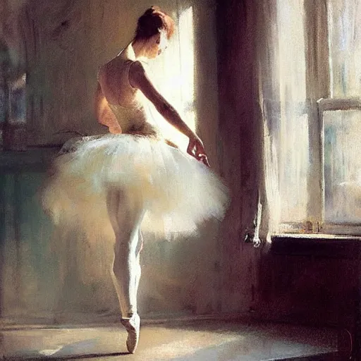 Image similar to ballerinas, by jeremy mann, anders zorn.