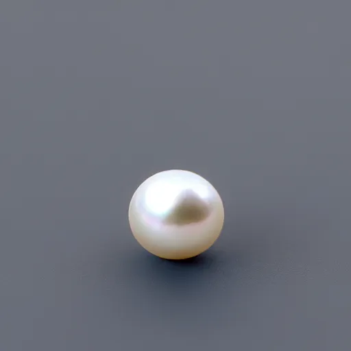 Prompt: a single pearl floating in gray space