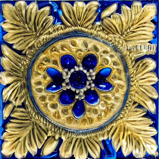 Prompt: sapphire flower, ornamental art