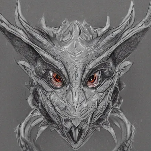 Image similar to noble anthropomorphic silver dragon, headshot profile picture, cute ears, large eyes, male, commission on furaffinity, sketch drawing, smooth scales