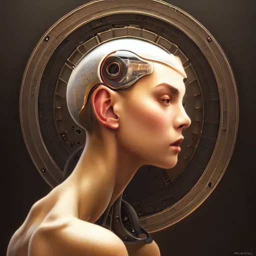 Image similar to Perfectly-centered portrait of a robot, highly detailed, professional digital painting, Unreal Engine 5, Photorealism, HD quality, 8k resolution, cinema 4d, 3D, cinematic, professional photography, art by artgerm and greg rutkowski and alphonse mucha and loish and WLOP