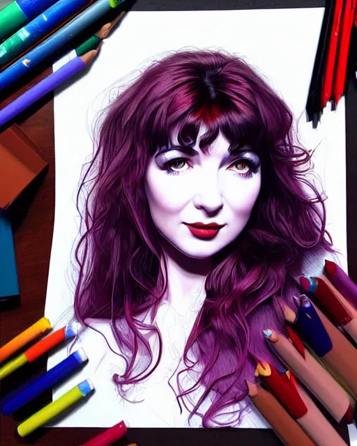 Image similar to richly detailed color illustration young kate bush illustrated by artgerm and mina petrovic and timothy kong and marina federovna. 3 d shadowing