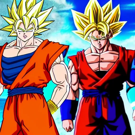 Image similar to super saiyan god goku vs ultra ego vegeta