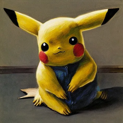 Image similar to a painting of Pikachu by andrew wyeth