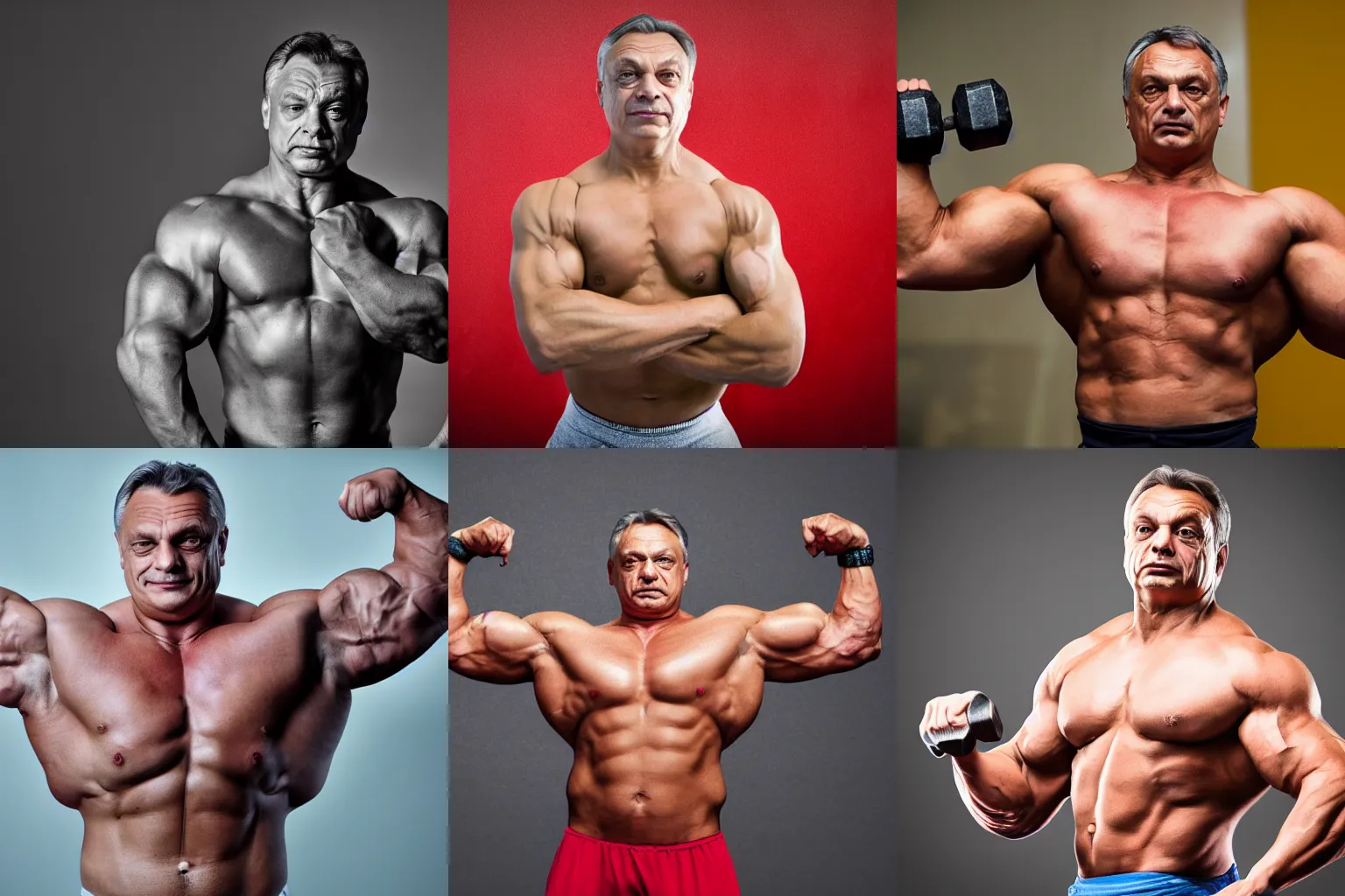 Prompt: Viktor Orban as bodybuilder, high detail, studio photo, 8k,