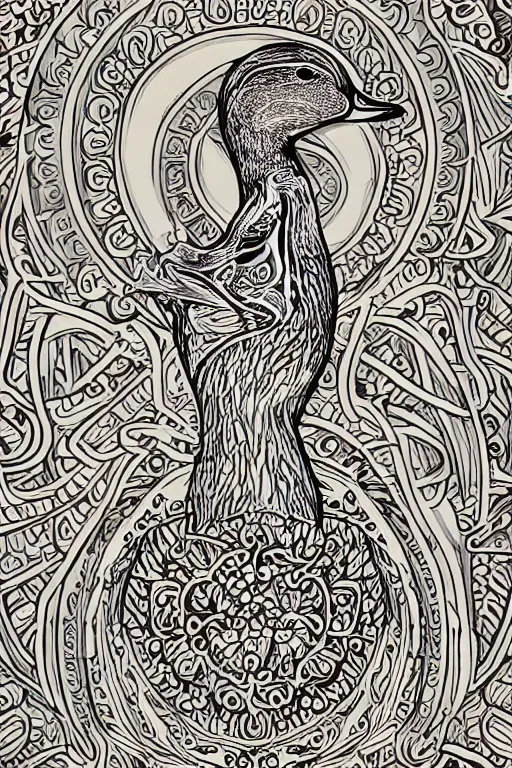 Image similar to a sticker illustration of a duck goddess, highly detailed, elegant, intricate