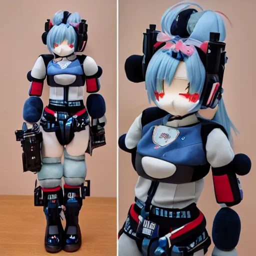 Image similar to cute fumo plush of a heavy armed guardian mech, anime girl