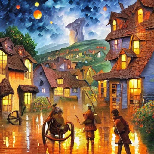 Image similar to village by james christensen, rob gonsalves, paul lehr, leonid afremov and tim white