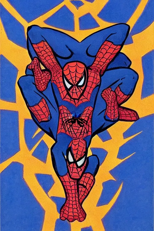 Image similar to spiderman, marvel, artwork by nicholas roerich