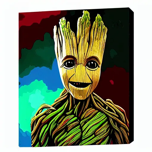 Image similar to Groot as a paint by number canvas