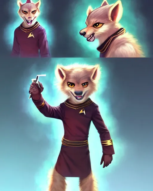Image similar to character concept art of a cute young male anthropomorphic startrek furry | | cute - fine - face, pretty face, key visual, realistic shaded perfect face, fine details by stanley artgerm lau, wlop, rossdraws, james jean, andrei riabovitchev, marc simonetti, and sakimichan, trending on artstation