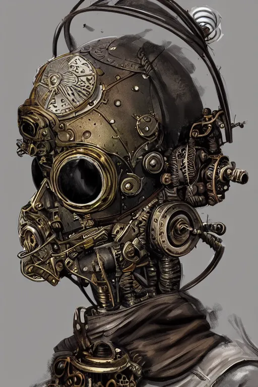 Image similar to steampunk helmet fantasy art mask robot ninja stylized digital illustration sharp focus, elegant intricate digital painting artstation concept art global illumination ray tracing advanced technology chaykin howard and campionpascale and cooke darwyn and davis jack