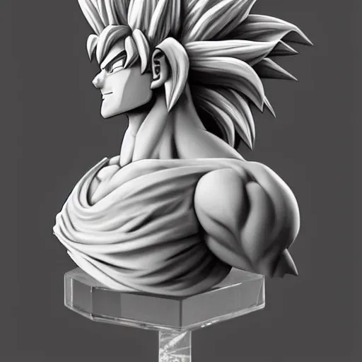 Image similar to amazing lifelike award winning marble bust of goku trending on art station artgerm Greg rutowski alpgonse mucha cinematic
