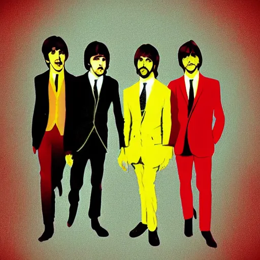 Prompt: The beatles, honeycomb art, digital art