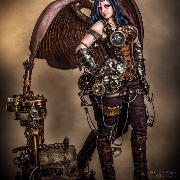 Image similar to full length photo of a very beautiful!! steampunk valkyrie, highly detailed, 4 k, hdr, smooth, sharp focus, high resolution, award - winning photo