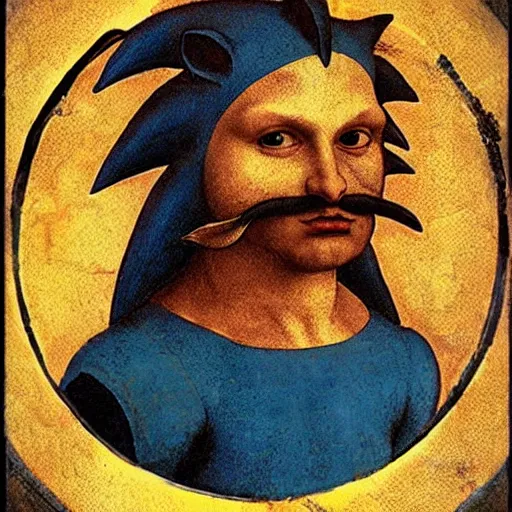 Prompt: Sonic the Hedgehog portrait by Leonardo da Vinci