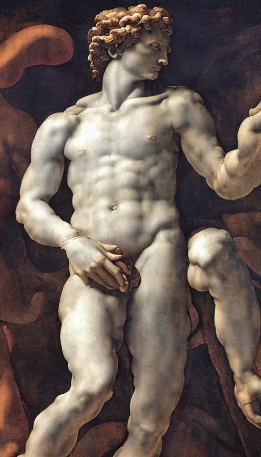 Image similar to Michelangelo\'s painting of David