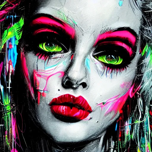 Prompt: splashes of neon, punk portrait made out of paint, trending on artstation, epic composition, emotional, beautiful, rendered in octane, highly detailed, realistic, tim burton comic book art, sharp focus