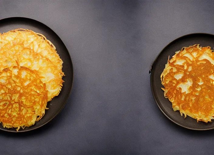 Image similar to potato pancake, professional food photography, studio lighting, plating