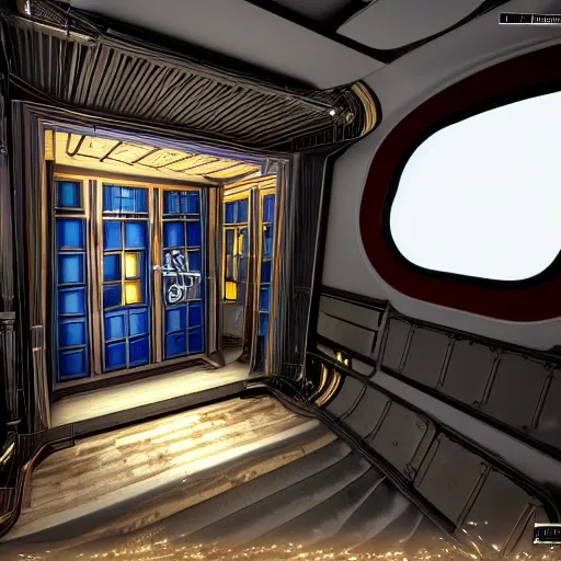 prompthunt: Tardis console room, Art Deco style, by stanley