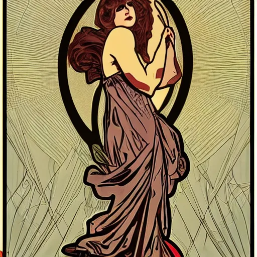 Image similar to wood penguin in the style of alphonse mucha