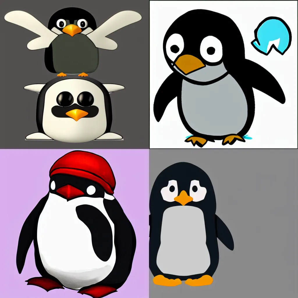 Prompt: Concept Art front view of a chubby penguin, Nintendo, cartoon