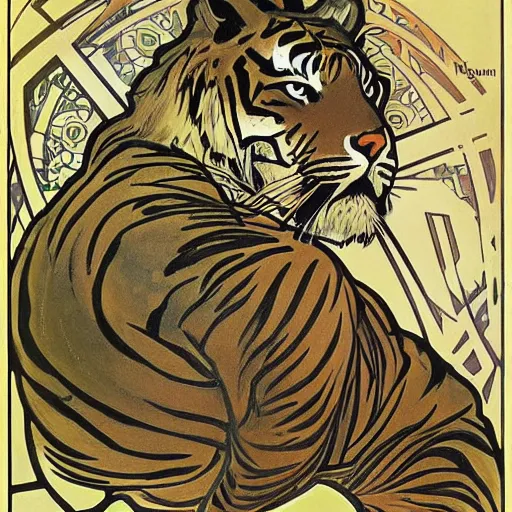 Image similar to tiger by alphonse mucha