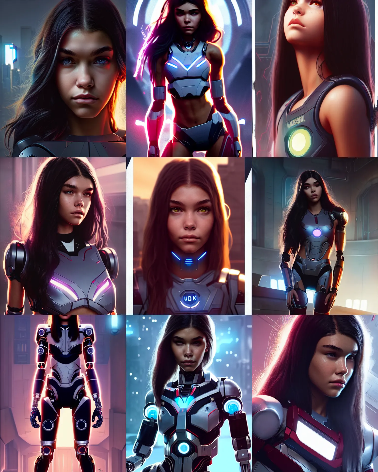 Prompt: madison beer : : college woman : : as cyborg girl by marvel trading card : : by greg rutkowski, wlop, unreal engine, sweaty 4 k, hdr, : :
