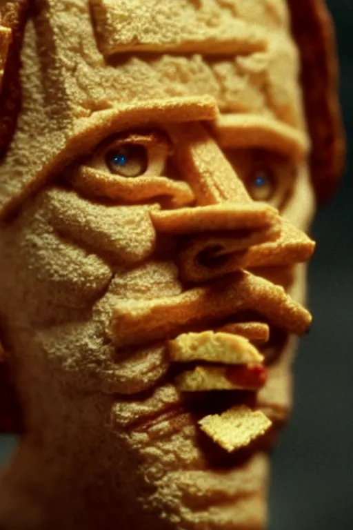 Image similar to film still of steve buscemi made out of bread in lord of the rings, 4 k