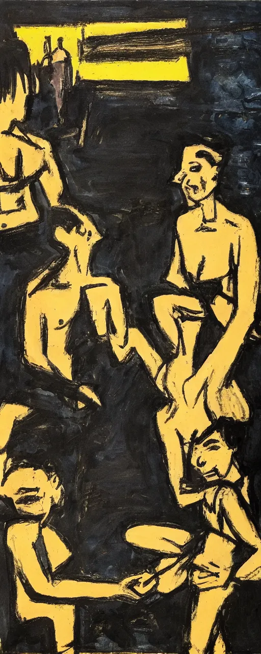Prompt: pete asking chris out, by bernard buffet and emil nolde, 8 k, trending on artstation