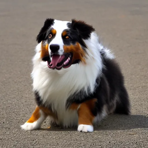 Image similar to australian shepherd being a good boy, inferno