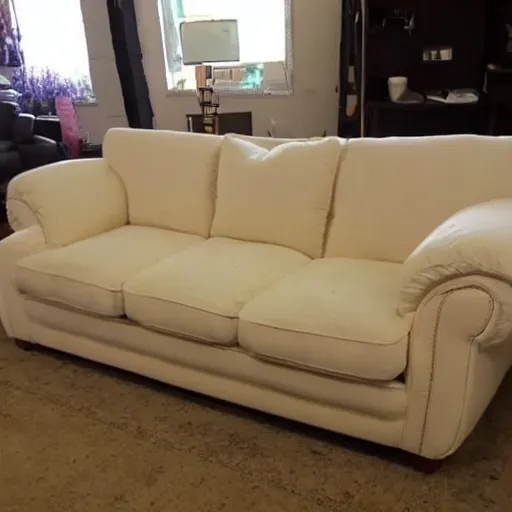 Prompt: marshmallow melting couch, craigslist photo