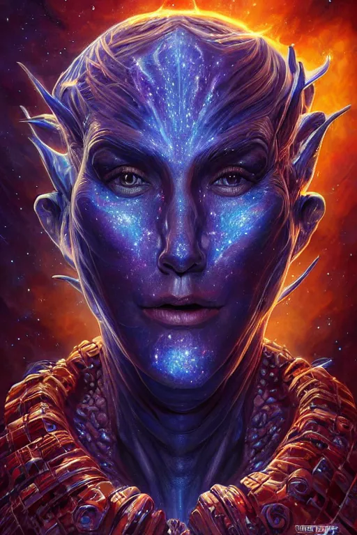 Prompt: beautiful oil painting with high detail of a wise Space ent made of stars and plasma, hybrid from dungeons and dragons and art direction by James Cameron ;by artgerm; wayne reynolds art station; cinematic quality character render; low angle; ultra high quality model; production quality cinema model; Escher jaw surreals