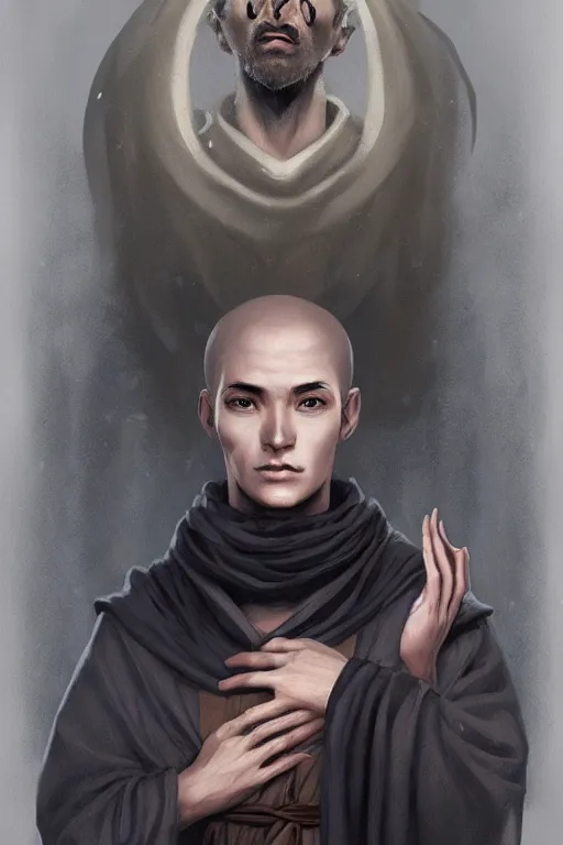 Prompt: Portrait of a monk by Charlie Bowater