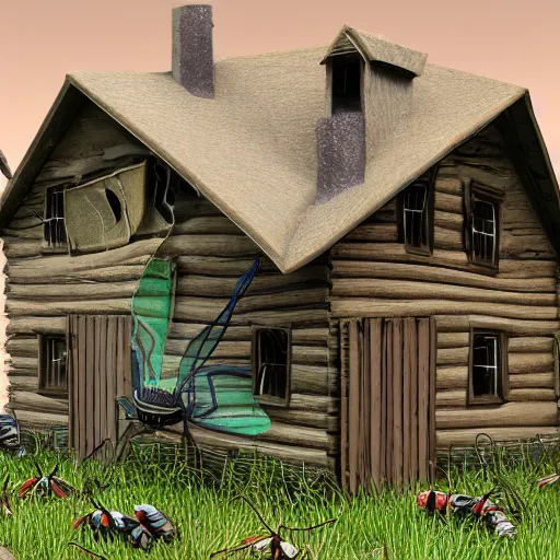 Prompt: a house infested with bugs, highly detailed, 4k