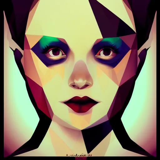 Image similar to face portrait of a woman inspired by lois van baarle, honeycomb on face, polygon