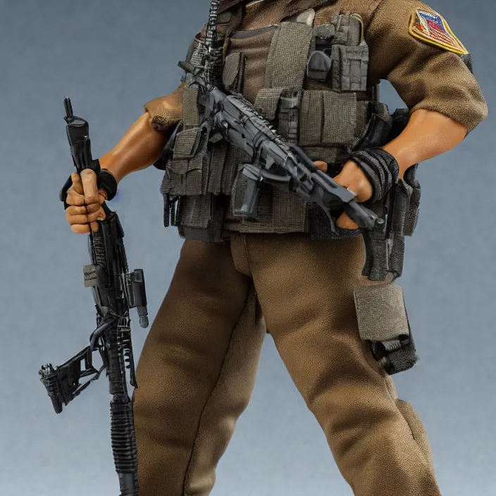 Image similar to detailed figure of steven seagal from sniper special ops, first 4 figures, detailed product photo