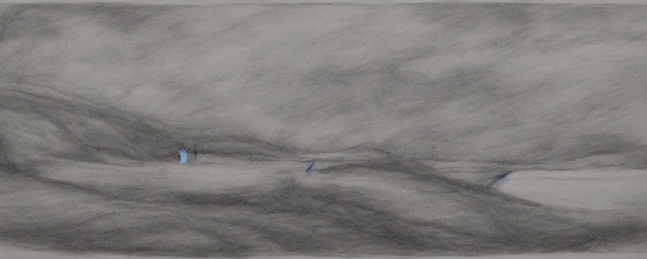 Image similar to charcoal drawing of landscape at sunrise on a scroll