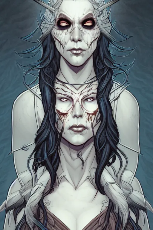 Prompt: comic cover art portrait of an undead adventurer, dnd, high fantasy digital illustration, by jenny frison and sana takeda, intricate details, stunning inking lines, flat colors, 4 k, hd, artstation