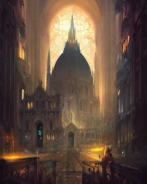 Prompt: il duomo by peter mohrbacher and dan mumford and nekro, cgsociety, volumetric light, 3 d render