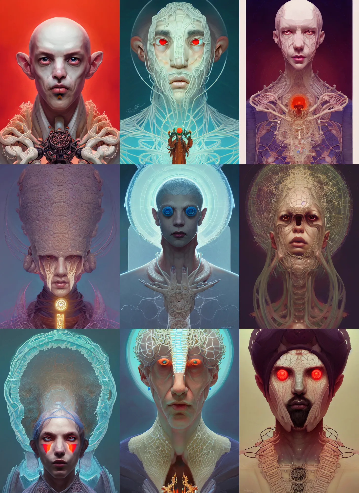 Prompt: symmetry!! rpg! portrait of a weird! fungus priest, intricate, highly detailed, digital painting, artstation, concept art, smooth, sharp focus, illustration, art by hsiao - ron cheng and ivan albright and conrad roset and aaron jasinski and artgerm and greg rutkowski, 8 k