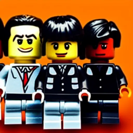 Prompt: the cast of the office as lego figurines