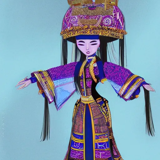 Image similar to mongolian queen genepil, concept art